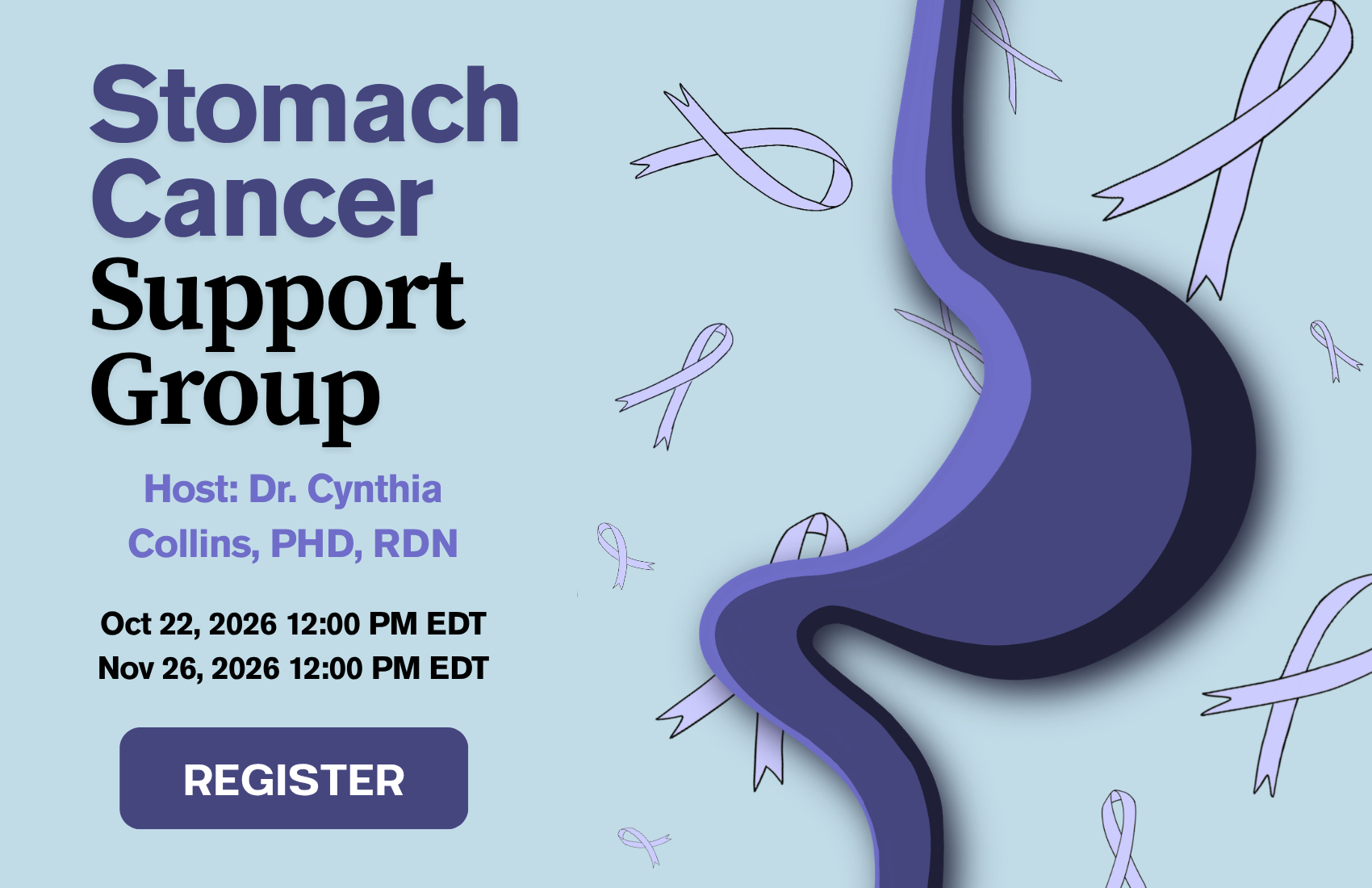 Banner for Breast Cancer Support Group, We're Listening. Join us on the 1st and 3rd Thursday of Each Month at 1:00 PM EST.